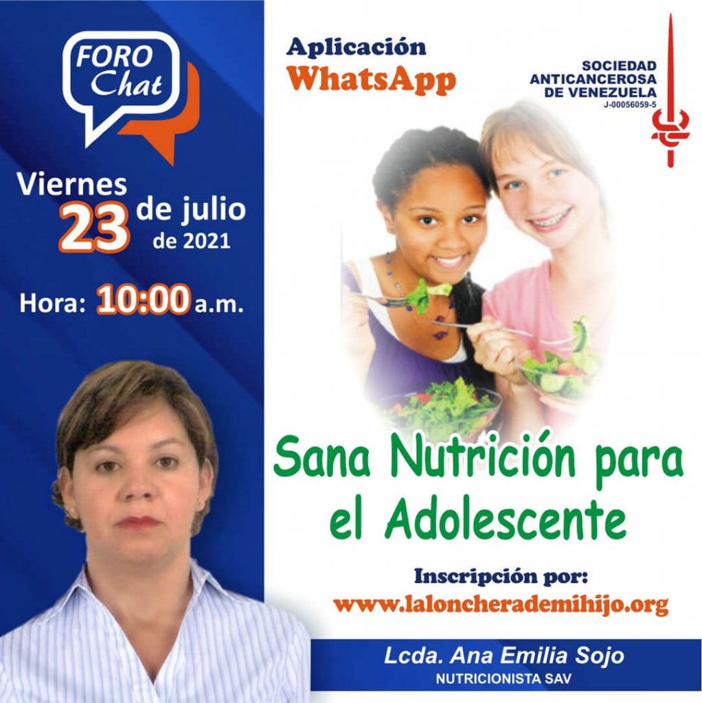 Foro Chat sobre sana nutrición para adolescentes