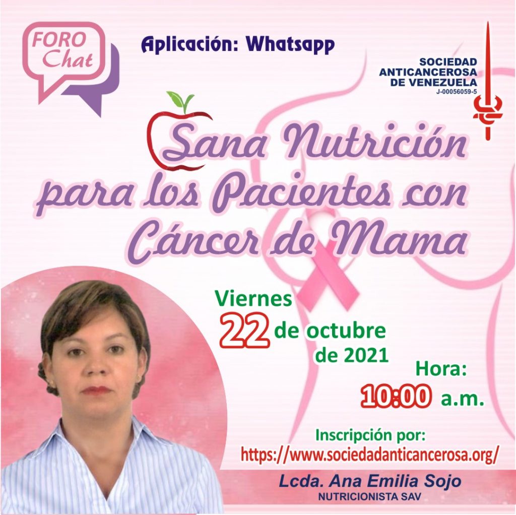 Forochat sobre nutrición para pacientes con cáncer de mama